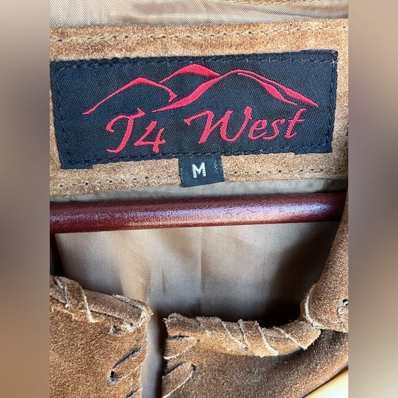 Vintage T4 West Suede Fringed Leather Jacket Medium - Picture 2 of 3